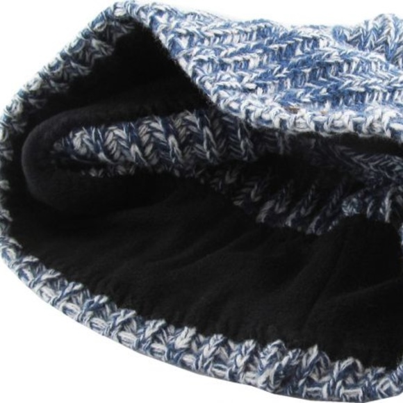 Thick Ribbed Slouch Beanie Thermal Fleece Lined - Picture 3 of 5